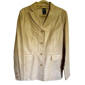 Vintage GAP Women's Cream‎ Leather Blazer Jacket Size Medium